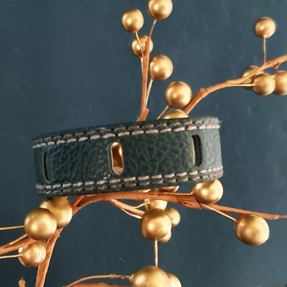 Black Faux Leather Punched Cuff Bracelet